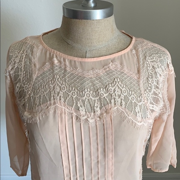 LC LAUREN CONRAD BALLET PINK LACE BLOUSE GU SZ XS - Picture 2 of 10